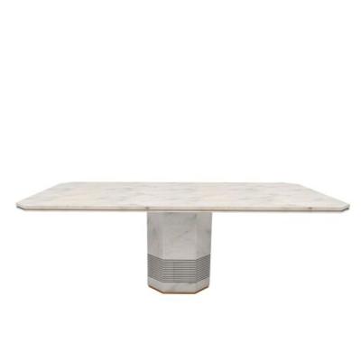 China White Marble Dining Tables Design Dining Tables Classic White Marble Metal Details Dining Tables for sale