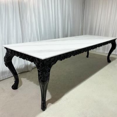 China High Quality Carving White Natural Marble Dining Tables 10 Seater Wood Table Legs Natural Marble Dining Tables for sale