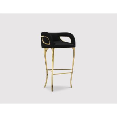 China Modern luxury style high gold legs armchairs barstool black bar chairs for sale