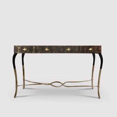 China Modern professional factory wood frame brass console table with drawers for sale