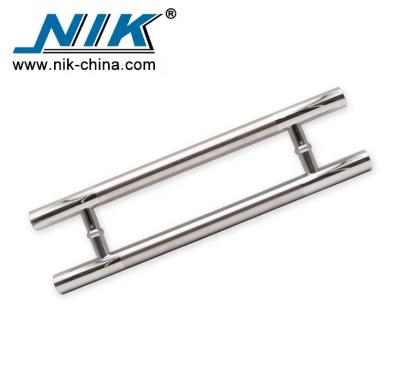 China High Quality Glass Door Door Pull Handle Mirror Finish H Shaped Stainless Steel Pull Handle Dia.38*450*600*1.2mm PSS K-4003 for sale