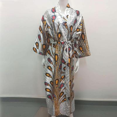 China QUICK DRY African Sexy Women's Long Sleeve Print Sleepwear Ankara Style Silk Satin Maxi Dress for sale