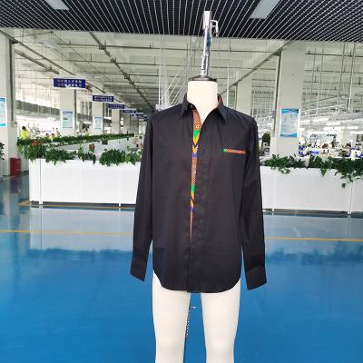 China Custom High Quality Regular Fit Mens Anti Pilling African Wax Trim Casual Shirt for sale