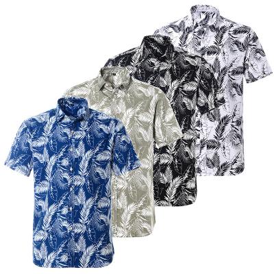 China Anti-pilling Mens Beach Collection Surfer Fishing Hawaii Shirt Printed Beach Shirt 45 Organic Cotton Hemp+55 Mens Floral Shirt for sale