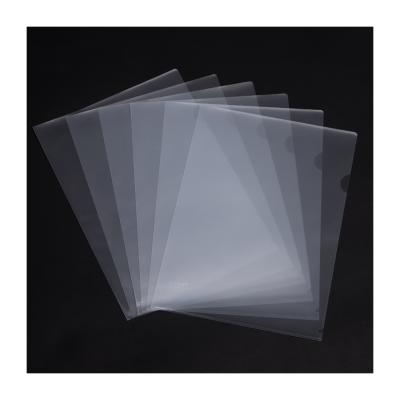 China Wholesale transparent document L shape plastic pocket a4 pp office and school supplies folder for sale