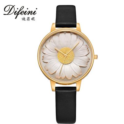 China MIYOTA Waterproof Brass Watch Japan Anti-scratch Design Flower Flower Design Leather Strap Durable Movement For Lady for sale