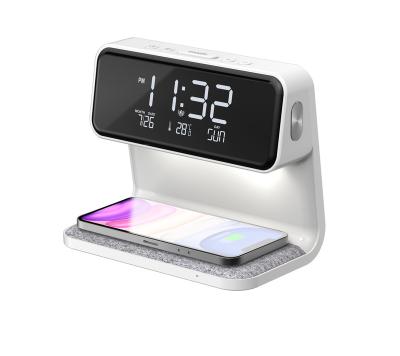 China Hot Selling Smart Home Bedside Desk Night Light Lamp Wireless Charger 3 Stages Lamp Brightness with Time/Date Display Digital Alarm Clock for sale