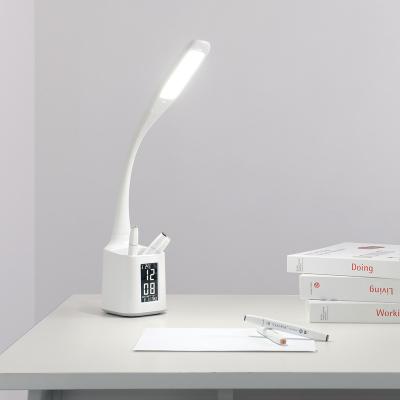 China Modern U6 Table Lamp Eye Protection LED Desk Reading Lights with Pen Holder and Time Display for Students for sale