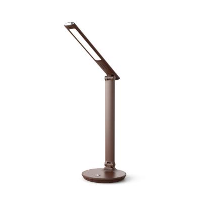 China New 3-Grade Modern Eco-friendly Brightness 3C Fashion Artificial Leather LED Desk Lamp With USB Output And Foldable Arm for sale