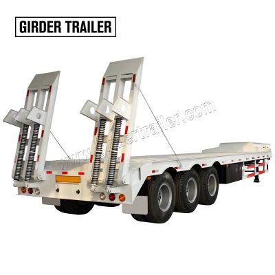 China Heavy Duty Running Gooseneck 60-100ton Ultra Low Axles Flat Bed 3 Axles Truck Trailer Low Loader Truck Trailer For HOWO Truck Tractor Sale for sale