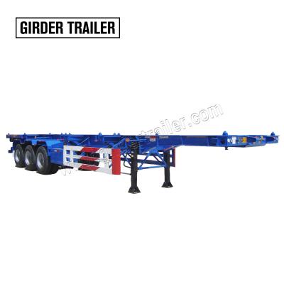 China Truck Trailer Shipping Container Chassis 2 3 Axle 20ft Skeleton Semi Truck Equipment Container Hauling Trailer 40ft for sale