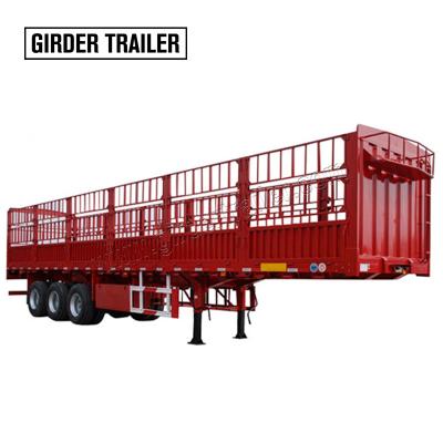 China Heavy Duty Truck Trailer Good Price Africa Use 40ft 3 Axles Bulk Food Cattle Cargo Semi Trailer, Fence Tractor Truck Trailer With Cage for sale