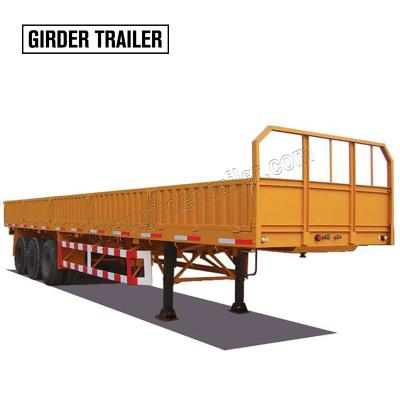 China Truck trailer best selling 3 axle drop side wall hauling cargo flat bed semi trailer for sale for sale