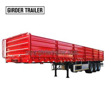 China China made truck trailer 3 axles henred type fruehauf side suspension flatbed drop cargo semi trailer for south africa for sale