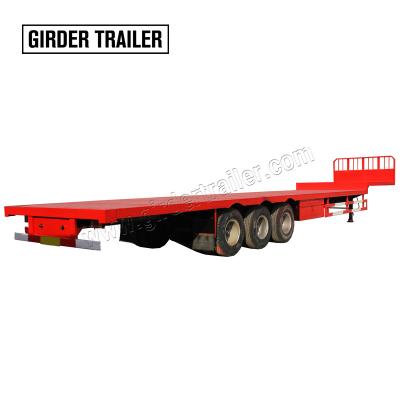 China High Quality Heavy Duty Truck Trailer 35ft 40ft 53ft Flat Bed Gooseneck Cargo Tri Axle Shipping Dump Platform Flat Bed Semi Trailer For Sale for sale