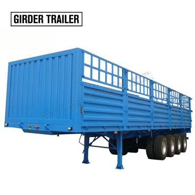 China Good Quality 4 Axles Flat Bed Side Wall Type High Cargo Barrier Truck Trailer SHIYUN Brand Semi Trailer for sale