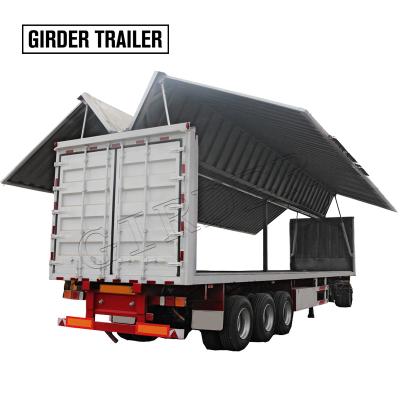 China Truck Trailer hydraulic 3 axles enclosed liquid bottle beverage cargo transporting dry box side wall wing open van semi trailer for sale for sale