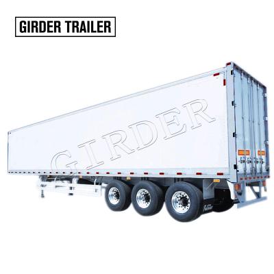 China Truck Trailer Axles Aluminum Alloy Flatbed Tri Boxed 50tons Bulk Cargo Hauling Dry Box 40 Footer Van Semi Trailer For Russia for sale