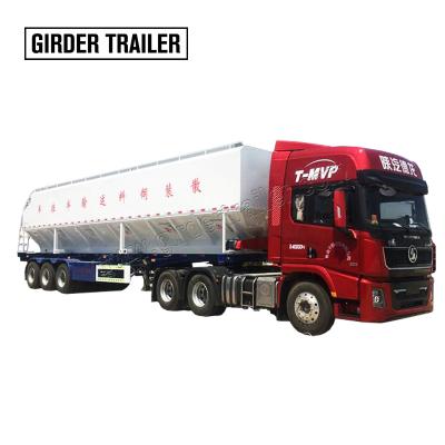 China Tri axle 47cbm 56000liters hydraulic driving bulk auger silo feed trailer from truck trailer China manufacturer with European pump for animal feed for sale