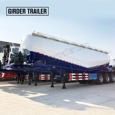 China Truck trailer 42tons powder bulker equipment transporter v shape 3 axles pneumatic cement silo tanker dry bulk semi trailer for sale with labor for sale