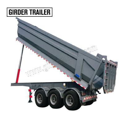 China Truck Trailer 3 Axles 40 Ton 60 Ton U Steel Rear Hydraulic Dump Tipper Semi Trailer With Kit for sale