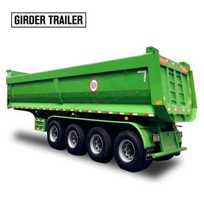 China China supplier 4 axles hydraulic body kit rc u tipper trailer truck end dump hing semi truck with trailer for sale