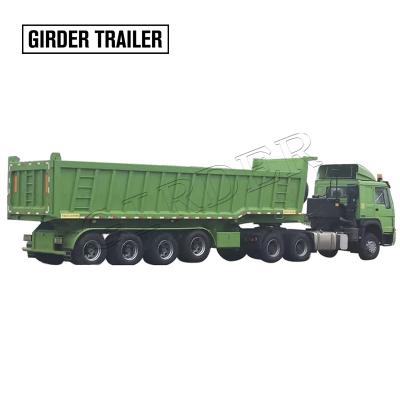 China Heavy Duty Truck Trailer Hydraulic Lift Quad Tipper 80 Ton Tipping Semi Trailer End Dump Truck Capacity for sale