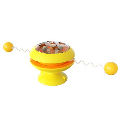 China Sustainable Interactive Windmill Spring Ball Cat Toy Happy Turntable With Strong Suction Cup for sale