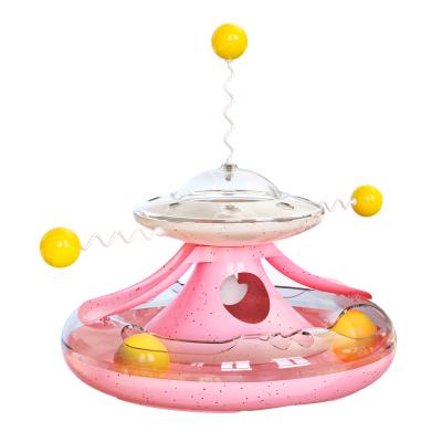 China Sustainable Suction Cup Fixed Cat Interactive Turntable Toy Track Ball Windmill for sale