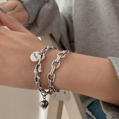 China ANENJERY Environmental Friendly Geometric Heart Bracelets For Women Simple New Fashion Vintage Jewelry Wholesale for sale