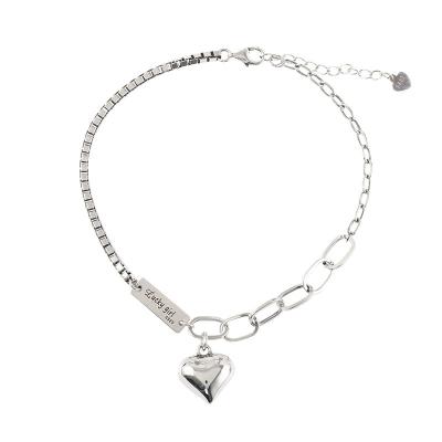 China ANENJERY Environmental Friendly Geometric Heart Bracelet For Women Simple Vintage Asymmetrical Chain Jewelry for sale