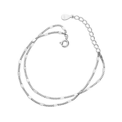 China ANENJERY Double Layer Chain Link Environmental Friendly Bracelets For Women Hot Fashion Simple Silver Color Bracelet Party Jewelry for sale