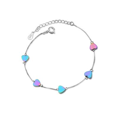 China ANENJERY FASHIONABLE Colorful Heart Shaped Chain Bracelets For Women Hot Fashion Delicate Party Jewelry for sale