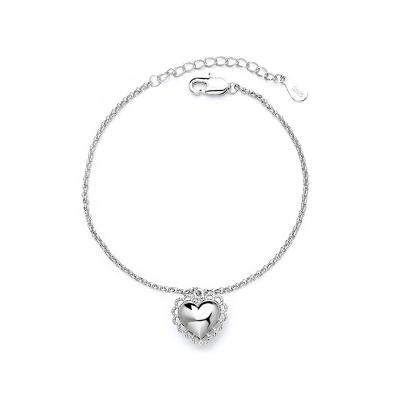 China ANENJERY FASHIONABLE silver color heart shaped bracelets for women simple hot fashion jewelry gifts wholesale for sale