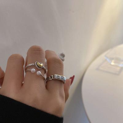 China Vintage ANENJERY Digital Heart Ring For Women Vintage Jewelry Thai Silver Rings Wholesale for sale