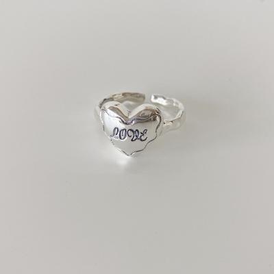 China ANENJERY Vintage Heart Face Smile Thai Silver Ring For Women Men Vintage Jewelry Wholesale for sale