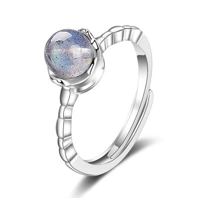 China ANENJERY FASHIONABLE Geometric Moonstone Adjustable Ring For Women Exquisite Retro Rings For Gift for sale