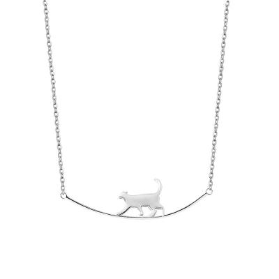 China ANENJERY FASHIONABLE Cat Curve Pendant Necklace for Women Girls Necklace Fashion Animal Jewelry Gift Wholesale for sale