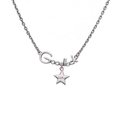 China Factory Wholesale Female Vintage Jewelry ANENJERY Star Necklace Lucky Letter Thai Silver Pendant Star Necklace for sale