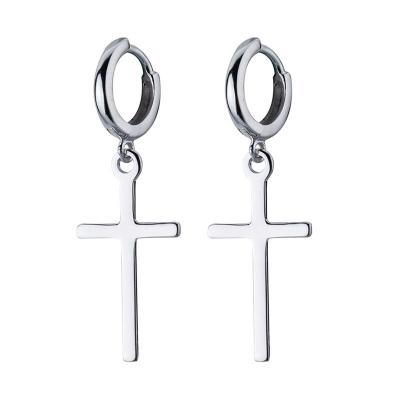 China ANENJERY Environmental Friendly Silver Color Cross Circle Dangle Earring For Women Personality Couples Delicate Jewelry Gifts for sale