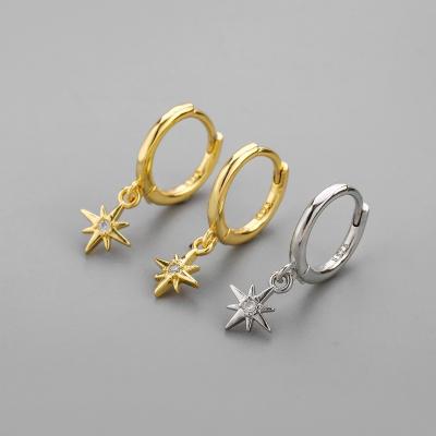 China ANENJERY TRENDY silver color star circle earrings for women jewelry party banquet accessories gifts for sale