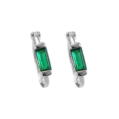 China ANENJERY TRENDY Green Zircon Circle Stud Earrings For Women Simple Trend Huggies Earrings Wholesale for sale