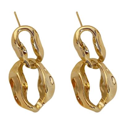 China ANENJERY FASHIONABLE Irregular Double Circle Earrings For Women Simple Trendy Earrings for sale