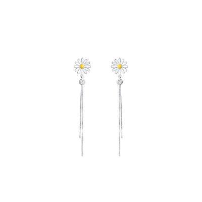 China ANENJERY FASHIONABLE Daisy Earrings Personality Forest Flower Tassel Long Chain Earrings for sale