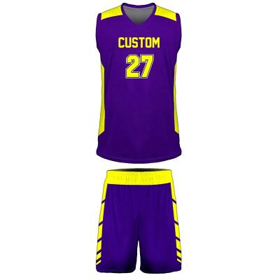 China New Design Antibacterial European Basketball Jersey Wholesale Team Set Basketball Jersey Color Purple for sale