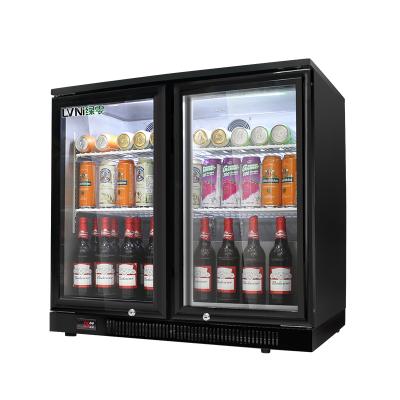 China COMPRESSOR NLV Bar Countertop Commercial 2 Door Soft Drink Beer Can Display Fridge Glass Fridge Refrigerators for sale