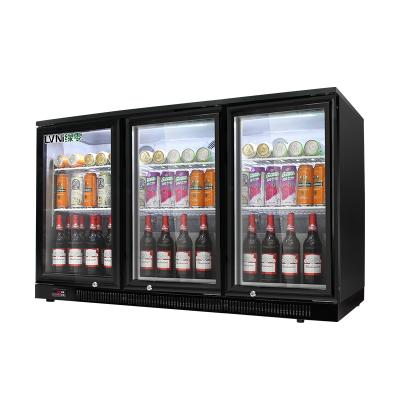 China COMPRESSOR LVNI 350L 3 glass doors bars black beverage beer refrigerator cabinet refrigerator tending products 2021 new arrivals for sale