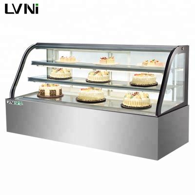 China Single-temperature LVNI Stainless Steel Display Cold Storage Cake Showcase Glass Refrigerator for Bakery for sale