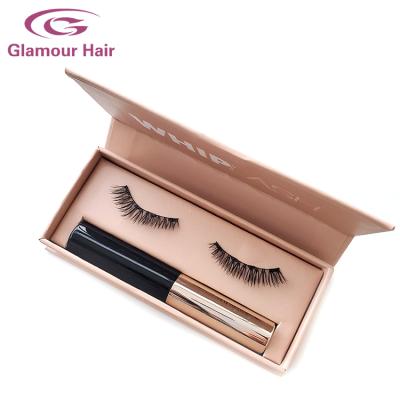 China High Quality Natural 3d Mink Magnetic Eyelashes And Eyeliner Long Magnetic Suit Box for sale