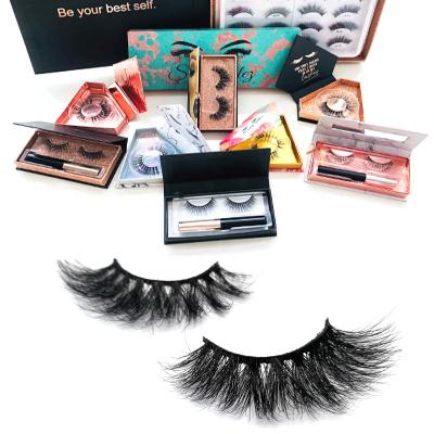 China Wholesale Natural Long Real Mink Strip Lashes Private Label Packaging 3D Mink Eyelashes Custom Package for sale